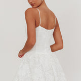Endearing Embroidered Mesh Mini Dress White