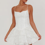 Endearing Embroidered Mesh Mini Dress White