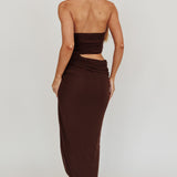 Somebody Cut-Out Halter Neck Midi Dress Chocolate