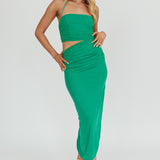 Somebody Cut-Out Halter Neck Midi Dress Green