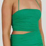 Somebody Cut-Out Halter Neck Midi Dress Green