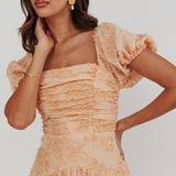 Telma Puff Sleeves Midi Dress Blush