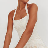 Elliott A-Line Halter Neck Midi Dress White