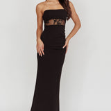 Lilliana Strapless Lace Maxi Dress Black