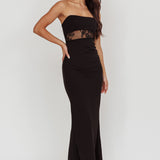Lilliana Strapless Lace Maxi Dress Black
