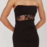 Lilliana Strapless Lace Maxi Dress Black