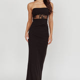 Lilliana Strapless Lace Maxi Dress Black