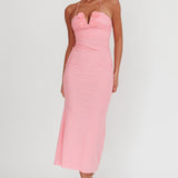 Elderberry Bodycon Halter Neck Midi Dress Pink