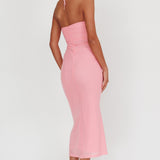 Elderberry Bodycon Halter Neck Midi Dress Pink