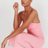 Elderberry Bodycon Halter Neck Midi Dress Pink