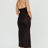 Elderberry Bodycon Halter Neck Midi Dress Black