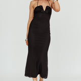 Elderberry Bodycon Halter Neck Midi Dress Black