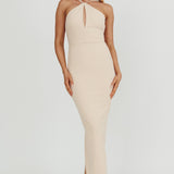 Feels Good Backless Bodycon Maxi Dress Cream