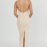 Feels Good Backless Bodycon Maxi Dress Cream