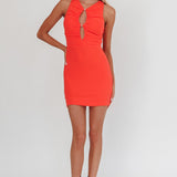 Piece Of Heaven Sleeveless Keyhole Mesh Mini Dress Red