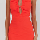 Piece Of Heaven Sleeveless Keyhole Mesh Mini Dress Red