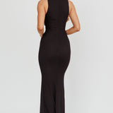 Piece Of Heaven Sleeveless Keyhole Mesh Maxi Dress Black