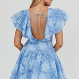 Garden Of Eden Ruffle Mini Dress Blue