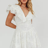 Garden Of Eden Ruffle Mini Dress White
