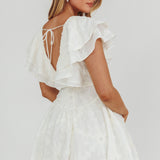 Garden Of Eden Ruffle Mini Dress White
