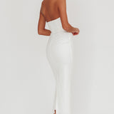 Sinners Rosette Halter Neck Maxi Dress White