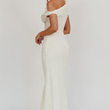 Play Date Off Shoulder Textured Midi Dress Cream