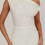 Play Date Off Shoulder Textured Midi Dress Cream