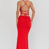 Ignite Rosette Backless Maxi Dress Cherry