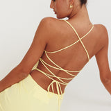 Ignite Rosette Backless Maxi Dress Lemon