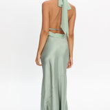 Leading Lady Open Back Cowl Maxi Dress Sage