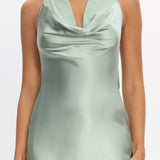 Leading Lady Open Back Cowl Maxi Dress Sage