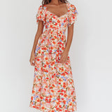 Carynna Flutter Sleeve Maxi Dress Floral Red