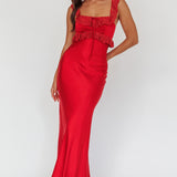 Escapade Lace Trim Maxi Dress Cherry