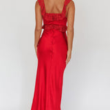 Escapade Lace Trim Maxi Dress Cherry