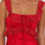 Escapade Lace Trim Maxi Dress Cherry