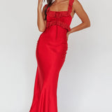 Escapade Lace Trim Maxi Dress Cherry