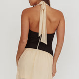Milos Contrast Halter Mini Dress Cream