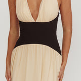 Milos Contrast Halter Mini Dress Cream