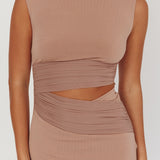 Costa Cut-Out Waist Maxi Dress Ecru