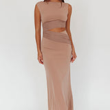 Costa Cut-Out Waist Maxi Dress Ecru