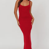 Fall Moon Cut-Out Back Maxi Dress Cherry