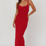 Fall Moon Cut-Out Back Maxi Dress Cherry