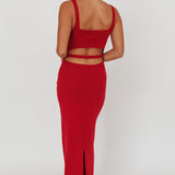 Fall Moon Cut-Out Back Maxi Dress Cherry