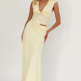 Sun Gaze Sheer Ruched Waist Maxi Dress Butter