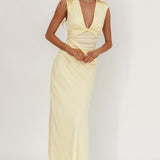 Sun Gaze Sheer Ruched Waist Maxi Dress Butter