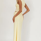 Sun Gaze Sheer Ruched Waist Maxi Dress Butter