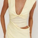 Sun Gaze Sheer Ruched Waist Maxi Dress Butter