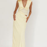 Sun Gaze Sheer Ruched Waist Maxi Dress Butter