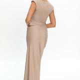 Sun Gaze Sheer Ruched Waist Maxi Dress Ecru