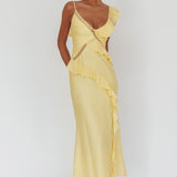 La Estrella Ruffle And Lace Trim Maxi Dress Butter